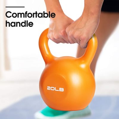 مقبض عريض من المطاط السفلي البرتقالي الوزن Kettlebell لتدريب رفع الذراع ، الأساسية ، الساق