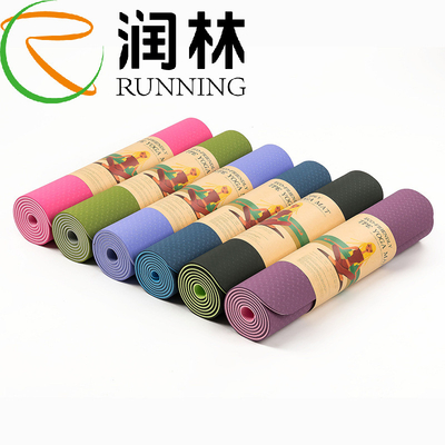 تخصيص الطباعة Tpe Yoga Mat لون واحد 6mm للياقة البدنية